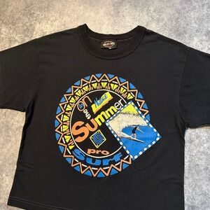 Vintage Willy-Dee 90s Pro Surf Summer Graphic T-Shirt Black Mens Medium Made USA